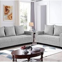 CASASTYLE Juhan Fabric 5 Seater 3+2 Sofa Set (Grey)-image-22