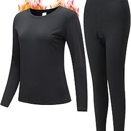 Women Thermal Underwear Set Tight, Base Layer Top & Bottom Long John Set Black-image-26
