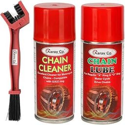Aarav Co. Chain Cleaner 150ML,Chain Lube 150ML with 1 Unit Red Chain Cleaner Brush-30