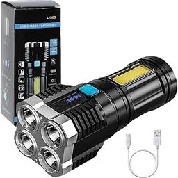 4-core Super Bright Flashlight LED Torch Strong Light USB Rechargeable Outdoor Multi-Function Lamp Tactical Camping Searchlight COB Light-image-89