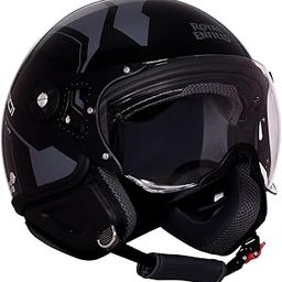 ROYAL ENFIELD Airforce 1901 Open Face Helmet | Certification: ISI & DOT | High Impact Grade ABS Shell | High Strength EPS Liner for Added Strength| Sleek Aviator Inspired Design | Black (L) 60 CM-29
