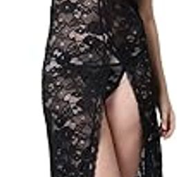 Women's Lace Long Baby Doll/Nightwear Long Gown Lingerie Babydoll, Black|| Featured in Shark Tank India ||-image-20