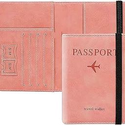 Leather Passport Holder, Travel Wallet with 6 Compartments, Credit Card and SIM Slots (Pink)-46