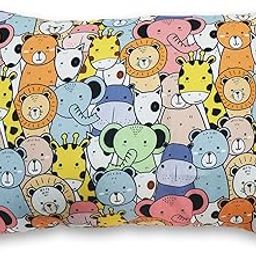 KRADYL KROFT Toddler Pillow with 100% Cotton Removable Cover - 20 X 15 Inches | Children Pillows | Baby Pillows Happy Zoo, Multicolored-5