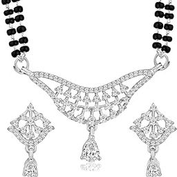 Rose Gold Plated Mangalsutra Earrings Jewellery Set Gift for Women-image-59