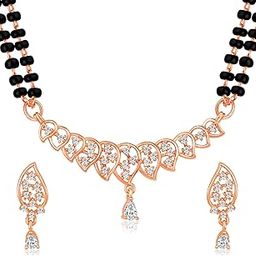 Cubic Zirconia Studded Mangalsutra Drop Earrings Stylish Jewellery Set for Women-17