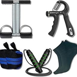 Muscle Banao Tummy Trimmer | Wrist Band | Green Jumping Rope | Hand Gripper | Black Socks | E-Book - Home Workout Kit for Core Strength, Cardio Fitness & Endurance Training-19