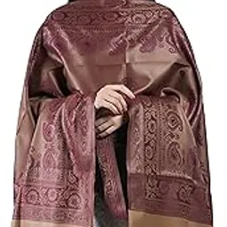 manra Women's Self Paisley Kashmiri Jamawar Reversible Winter Shawl (SIZE: 40" X 80")_727-picture-30