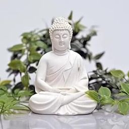 craftpitaraa Meditation Buddha White Premium Rare Handcrafted Polymarble Meditation/Dhyan White Buddha Statue Lord Figurine/Idol,Medium-image-52