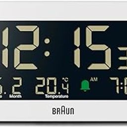 Braun Digital Alarm Clock with Date, Month and Temperature Displayed, Negative LCD Display, Quick Set, Crescendo Beep Alarm in White, Model BC10W.-image-10
