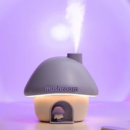 PineLine Cute Mushroom House Humidifier – 300ml Mini Cool Mist with 7-Color Night Light, USB Rechargeable, Portable for Bedroom, Office, Car, Travel & Indoor Plants (Purple)-23