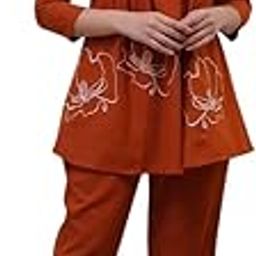 TOPWELL CRAFT Women's Cotton Rose Printed Short Anarkali Kurta with Pant Cord Set-image-81