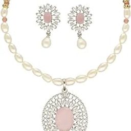 Celestial Charm Pearl Necklace Set For Women & Girls | White Oval AAA Freshwater Pearls | Hyderabadi Certified Pearl Set Gift To Women/Wife/Sister/Mother-image-13