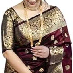 Women's Pure Banarasi Silk Saree Kanjivaram Style With Blouse Piece (Vruksh)-image-81