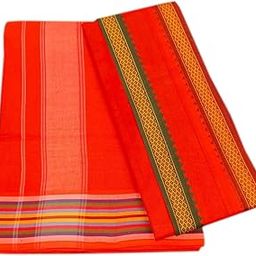 Dhoti gamcha/Angvastra set with beautiful borders, pure cotton material with Full size dhoti 4.5m and gamcha/Angvastra 2m-image-40