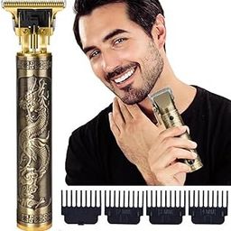 SAMARAJYA ENTERPRISES Trimmer For Men Cordless Buddha Style Hair Clipper Electric Usb Rechargeable T-Blade Beard, Hairs, Moustache, Body Trimmers With 4 Guide Combs Men S Grooming Kit, Gold-image-9