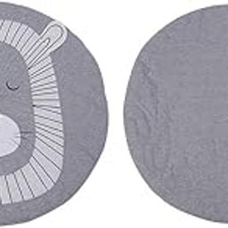 Cartton Animal Pattern Cotton Baby Crawling Blanket, Suitable for Kids Play and Rooms, Living Rooms, Game Rooms, Children's Rooms, Decor(Grey Lion)-image-57