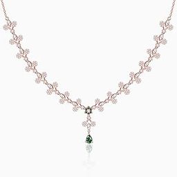 925 Silver Rose Gold Regal Emerald Drop Necklace| Necklace to Gift Women & Girls | With Certificate of Authenticity and 925 Stamp | 6 Months Warranty-image-20