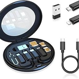 pTron Nexo 60W Multifunctional Fast Charging Data Cable Kit w/Conversion Set USB A & Type C to Male Micro/Type C/iOS, Data Transfer, SIM Storage, SIM Eject Pin, Pocket Mirror & Phone Holder (Black)-image-11