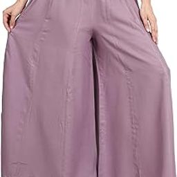 Women's Flared Loose Fit, Skirt Type Palazzo Trousers, Length 40 Inch-image-64
