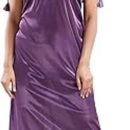 Women's Satin Solid Maxi Nighty-image-22