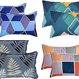 VIVEA RESERVE Premium Supersoft Pillow Covers Set of 8 Piece || Pillow Cases 8 Piece Set || 300 TC Cotton Feel Glace Cotton (18" x 27" inch)-14