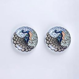 GOLDEN QUEEN'S Mini Dish Coaster Set - Pack of 6 | Perfect for Serving Small Bites or use with Tea & Coffee Cups, Tabletop Decor Accessories | 3.5 inches Wide (Indian Peafowl)-23
