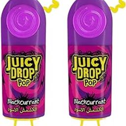 Bazooka Juicy Drop Pop, Sweet & Sour Blackcurrant Candy, 52g (Pack of 2)-image-1