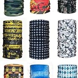 EASY4BUY Polyester Reuseable Face Mask Scarf (Assorted, Without Valve, Pack of 9) for Unisex-20