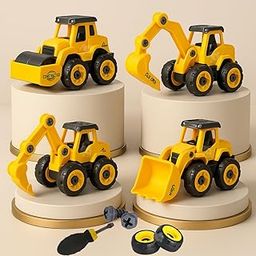 Storio Mechanical DIY Construction Engineering Car Toy Set of 4 | Kids STEM Sand Toys for Toddlers Age 3-5, Building Sandbox Toys Truck, Birthday Gifts for Boys 2 3 4 5 6 Year Old - Set of 4-22