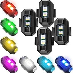 AUTOGUYS Plastic Airplane Light(7 Colors) Waterproof Universal Warning Signal Blinker Led Strobe Rechargeable Safety Light For Bike Cars Bicycle Drones Helmet(Pck Of 4)-Battery Powered,Black-20