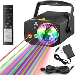 BUCLHOZ Party Lights Dj Disco Ball Light with Pattern Projection and Sound Activated, RGB Colored Strobe Stage Lighting for Parties Indoor Dance Rave Bar Wedding Show Club, Corded Electric, LED, 5 v-18