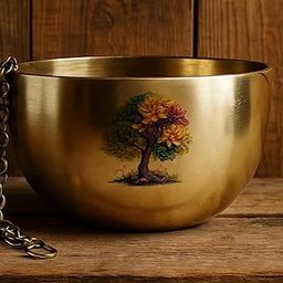Decorative Hanging Metal Pot with Tree of Life Design, Gold Finish, Chain Suspension-image-15