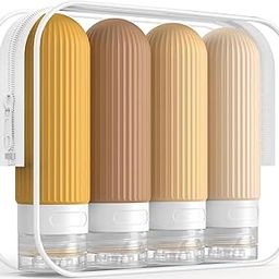 SEZOTTA||™Travel Bottles Kit for Toiletries Organizer BPA Free 90ml Silicone Size Containers Portable Split Bottle Accessories for Conditioner Shampoo Lotion - 4 Pack(Multi Colour)-40