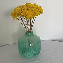 New Trend Craft. Decorative Glass Flower Vase, Gladiolus, Mint Green, Round (Flowers Not Included)-image-38
