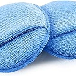 Carzzo Performance Microfiber Reusable Sponge for Car Polishing 2 Pieces Round Wax Applicator Pads 340 GSM Foam Ultra-Soft Pad with Finger Band for Perfect Cleaning for Car Bike Window - Blue-image-31
