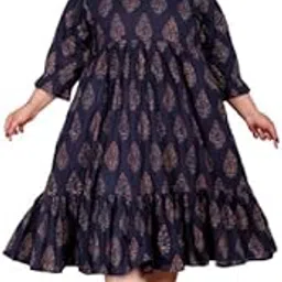 swasti Women Pure Cotton Plus Size Floarl Printed Gown Navy Blue-picture-48