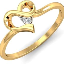 kuberbox 18KT Yellow Gold Curvilicious Heart Diamond Ring for Women-picture-27