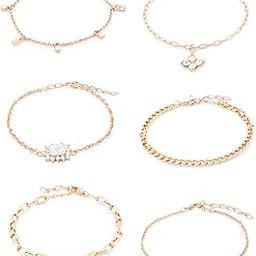 Set Of 6 Gold Tone Dazzling Party Bling Stackable Bracelets For Women-ZPFK14050-93