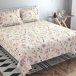BSB HOME Premium Pure Cotton 220 TC Flat Double Bed Bedsheets for Summer Breathable | Wrinklefree (Size-220 x 230 Cm) with 2 Pillow Covers (Size-18 X 28 Inches, Off White)-picture-32