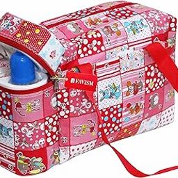 ANNAPURNA SALES Baby's Modern Fabric Nappy Changing Bag with 2 Bottle Warmers (Red)-13