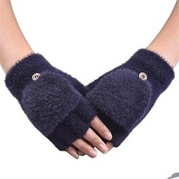 Winter Gloves for Women Woolen Warm Soft Fur Fleece Hand Gloves for Women and Girls Knitted Acrylic Wool Touchscreen Finger Cute Mitten (Freesize)-image-26