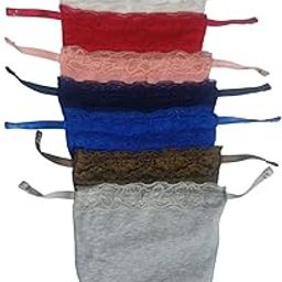 Deep Neck Cleavage Cover, Cotton Mock Camisole with Lace, Adjustable Straps, Set of 9 Colours-image-91