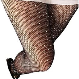Fishnet Stockings Rhinestone High Waist Sparkly Tights for Women and Girls-12
