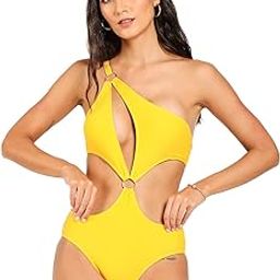 Yellow Cut Out Swimsuit for Women, Beachwear, Women's Clothing, Western, Swimwear, Swimming Costume for Ladies, Bikini, Beach Dress, Stylish-image-72