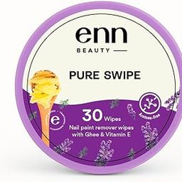 ENN Beauty Pureswipe Nail Paint Remover Wipes | Acetone-Free, Enriched with Ghee & Vitamin E | Moisturizing, Gentle Formula | Travel-Friendly, Lint-Free, Biodegradable | 30 Wipes-image-60