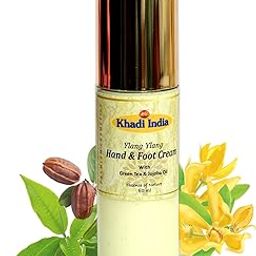 KHADI INDIA Ylang Ylang Hand & Foot Cream with Green Tea & Jojoba Oil - Anti-Aging, Moisturizing, & Skin Repair for Cracked Heels | All Skin Types | Men & Women - 60gm-picture-2