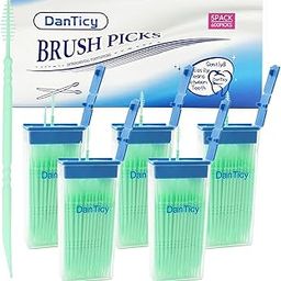 DanTicy Brushpicks Interdental Toothpicks,Soft Bristle Dental Floss Picks Toothpicks,Helps Removes Plaque and Debris Between Your Teeth 600PCS (Pack of 5) Mint-image-38
