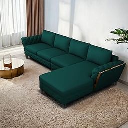 BRAXTON Dennis 6 Seater RHS L Shaped Sofa Set for Living Room (Pine Fabric) Premium Fabric Sofa Set-image-103