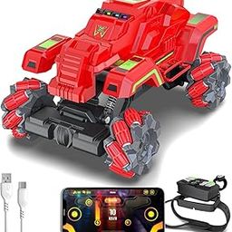 Mirana Watch Drifter 4WD 4x4 RC Car Toy for Kids - Gesture Remote & App Controlled High Speed Vehicle - 360° Rotation Monster Truck - Type-C USB Rechargeable - for Boys & Girls 3 to 10 Years (Red)-image-2